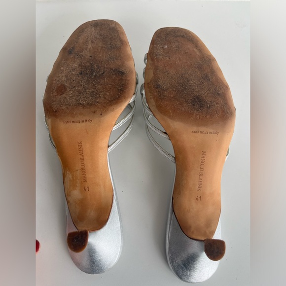 Manolo Blahnik Silver Kitten Heels - Picture 4 of 5